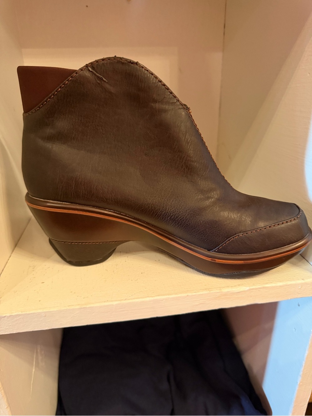 Jambu Dark Brown Leather Wedge Ankle Boot - Picture 2 of 5